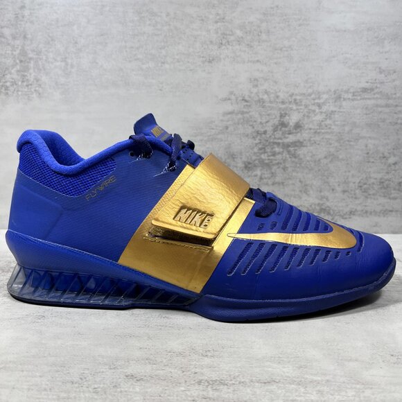 Nike Romaleos 3 Weightlifting Shoes - Men's Size 9 - Blue Gold - Picture 4 of 9